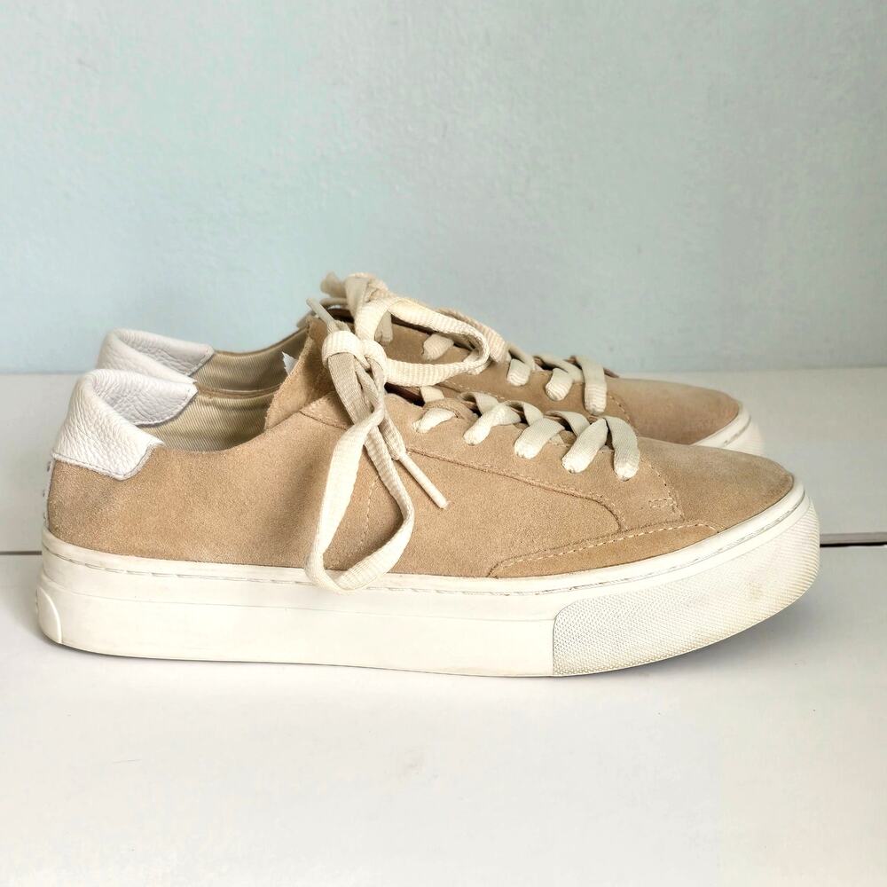 Soludos Ibiza Platform Sneakers 7.5 Sand Suede Neutral Casual Summer Vacay